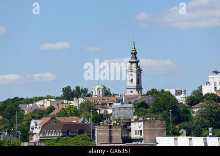 Vieux Belgrade, vue depuis le pont Brankov Banque D'Images