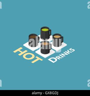 Café chaud dans l'icône de tasse blanche Illustration de Vecteur