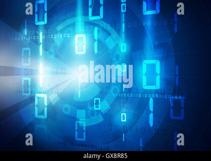 Les données binaires fond bleu Banque D'Images