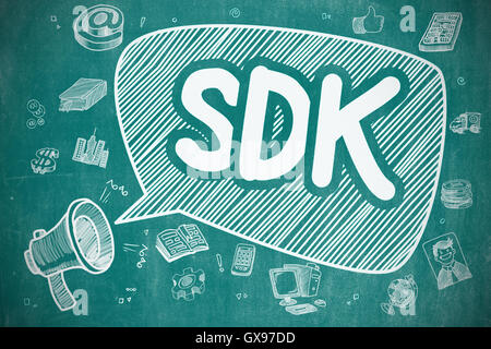 SDK - Cartoon Illustration sur bleu ardoise. Banque D'Images