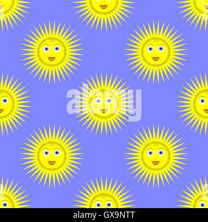 Smiling soleil jaune motif transparent Illustration de Vecteur