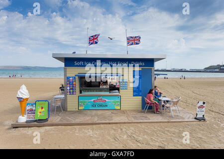 Beach Cafe sur la plage de Weymouth, Dorset UK Banque D'Images