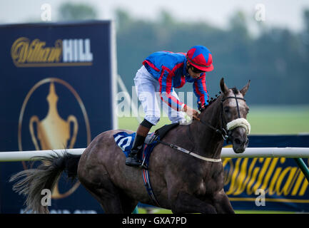 Yankee sportive monté par Jockey Jordanie Vaughan remporte le Scott Bennett Associates Consulting Engineers Handicap Stakes au cours de la première journée de la 2016 William Hill Ayr Gold Cup Festival à Ayr Racecourse. Banque D'Images