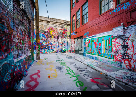 Dans la ruelle, Graffiti Gare du Nord District, de Baltimore, Maryland. Banque D'Images