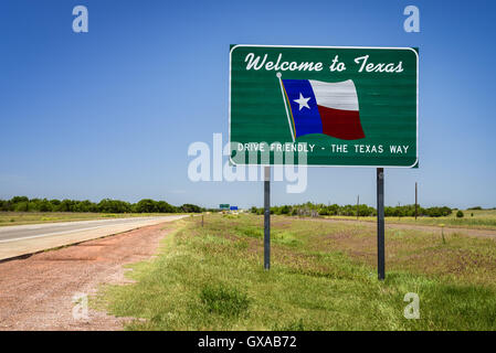 Bienvenue à signer l'État du Texas Banque D'Images