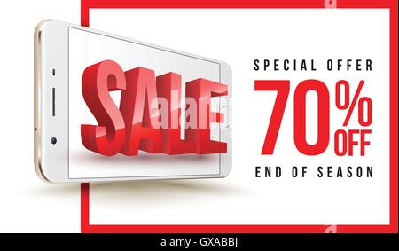 Vente bannière avec smartphone. Vector illustration pour la promotion de la publicité. Illustration de Vecteur