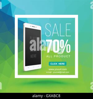 Vente d'affiches avec le smartphone. Vector illustration. Bannière image abstract background. angles essayez Utilisation pour une affiche de promotion Illustration de Vecteur