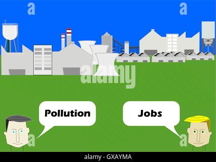 Industries ou pas d'emplois ou de pollution. Illustration de Vecteur