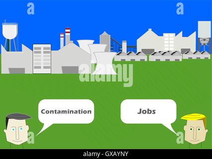 Industries ou pas d'emplois ou de contamination. Illustration de Vecteur