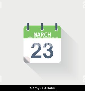 23 mars icône calendrier sur fond gris Illustration de Vecteur