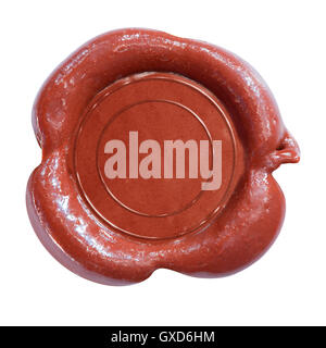 Sceau en cire isolé sur blanc. Chemin de détourage est inclus. Banque D'Images