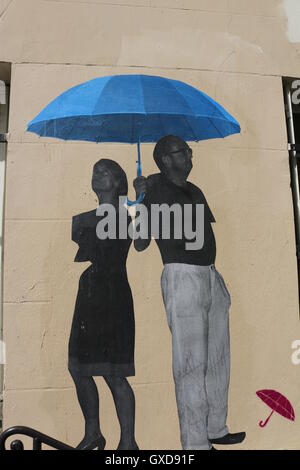 L'art du graffiti parapluie de Paris, France Banque D'Images