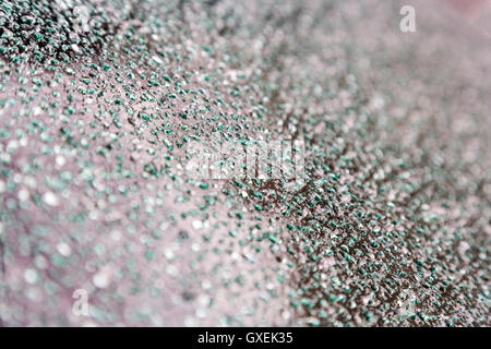 Perles de l'eau congelée après une tempête de neige fondue créer des motifs intéressants sur le windshielf d'une automobile d'argent. Banque D'Images