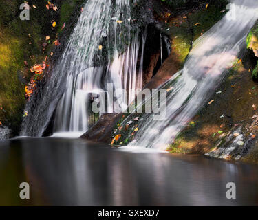 Les veuves Creek Falls à Stone Mountain State Park. Roaring Gap La Caroline du Nord. L'intérieur de la cascade pittoresque state park. Banque D'Images