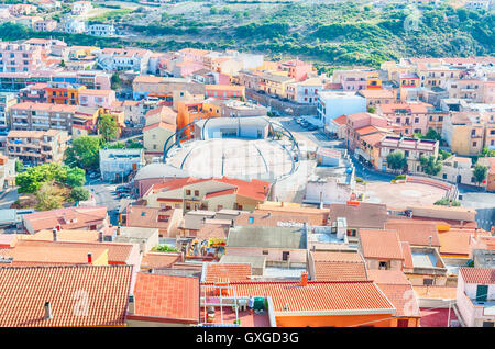 La vieille ville de Castelsardo - Sardaigne - Italie Banque D'Images