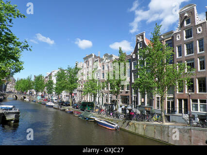 Maisons traditionnelles de style hollandais à Amsterdam, Pays-Bas Banque D'Images