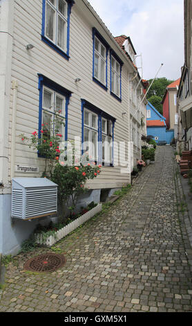 Maisons en bois historique dans la zone de centre-ville Nøstet, Bergen, Norvège Banque D'Images