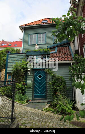 Maisons en bois historique dans la zone de centre-ville Nøstet, Bergen, Norvège Banque D'Images