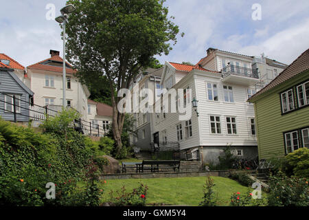 Maisons en bois historique dans la zone de centre-ville Nøstet, Bergen, Norvège Banque D'Images