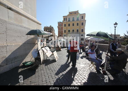 La Trinità dei Monti, stands d'art et d'artisanat, peinture, peintres, Rome, Italie, voyages Banque D'Images