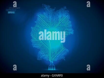 Carte de l'Allemagne reliés par des lignes de circuit. Illustration de Vecteur
