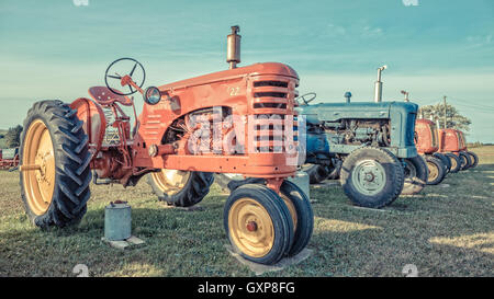 Une collection de tracteurs anciens sur l'affichage sur l'Île du Prince Édouard. Banque D'Images