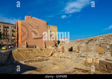 Ruines de la Rome antique à la fois Circo Romano (Circ Roma en catalan) à Tarragone, Catalogne, Espagne Banque D'Images