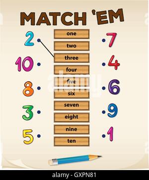 Jeu d'association avec l'illustration des numéros Illustration de Vecteur