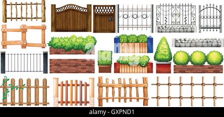 Conception différente de clôture et mur illustration Illustration de Vecteur