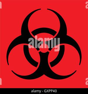 Risque biologique internationale sur fond rouge, symbole de danger biologique sur fond rouge, vector illustration. Illustration de Vecteur