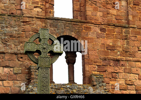 Prieuré de Lindisfarne, Holy Island, la côte de Northumberland, au nord-est de l'Angleterre, Royaume-Uni Banque D'Images