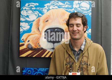 Artiste Phil Lewis au cours art festival à 29th Street Mall à Boulder, CO Banque D'Images