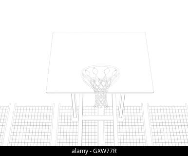 Basket-ball. Wire Frame Banque D'Images