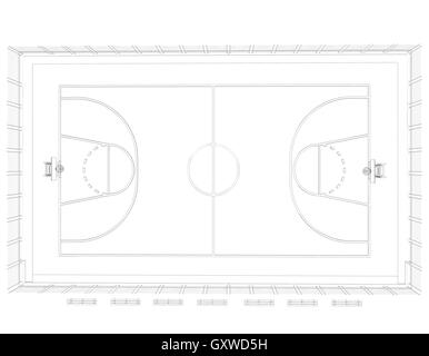 Basket-ball. Wire Frame Banque D'Images