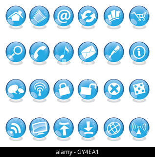 Vector illustration de verre bleu isolé web icons Banque D'Images