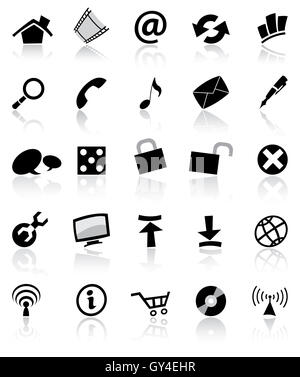 Black & White web icons isolated on white Banque D'Images