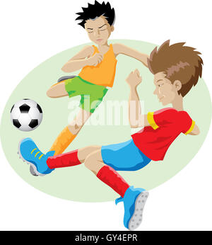 Vector illustration d'enfants jouant au football Banque D'Images