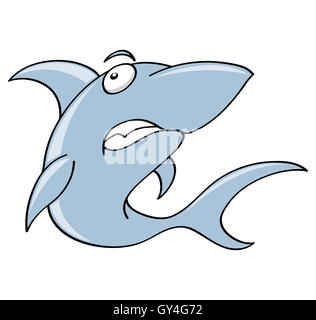 Un requin cartoon character isolated on white Banque D'Images