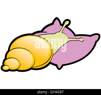 Illustration d'un escargot endormi Banque D'Images
