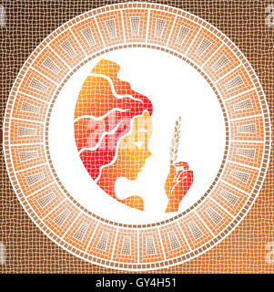 Elément terre : vierge signe du zodiaque sur une mosaïque Banque D'Images