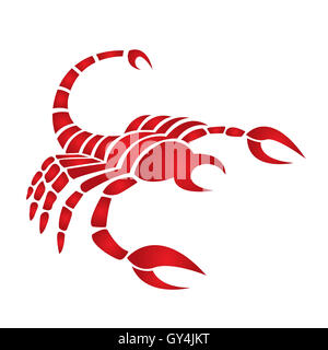 Zodiac red scorpion isolated on white Banque D'Images