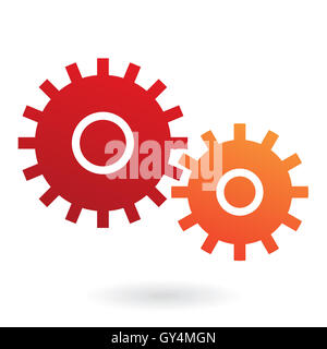 Orange et rouge cogs isolated on white Banque D'Images