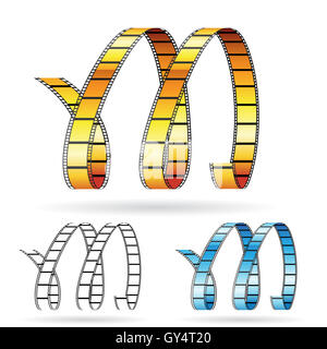 Vector illustration de bobines de film formant lettre M pour symboliser les films Banque D'Images