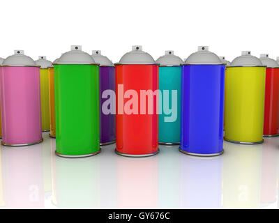 Aérosol de couleur en différentes couleurs Banque D'Images