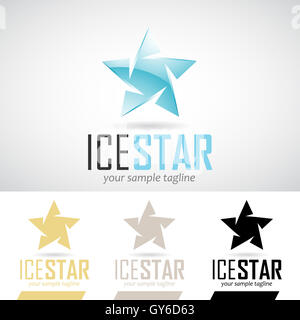 Ice Blue Star Shape Icône logo Vector Illustration Banque D'Images