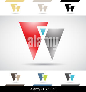 Conception de logos et icônes Stock colorés de formes lettre W, Vector Illustration Banque D'Images