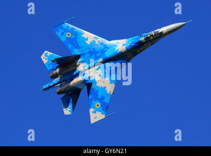 SLIAC, Slovaquie - 30 août : Su-27 FLANKER d'origine ukrainienne au cours On continuera à Sliac airshow SIAF, Slovaquie Banque D'Images