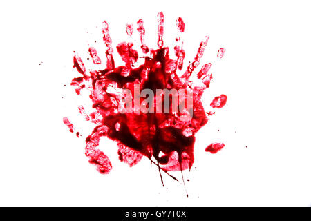 Set 8. d'une goutte de sang et de traces isolées sur fond blanc pour le contenu d'horreur. Banque D'Images