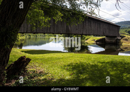 Pont couvert de Downsville, NY Banque D'Images