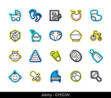 Icônes contour design fin et plat, ligne moderne style de trait Illustration de Vecteur